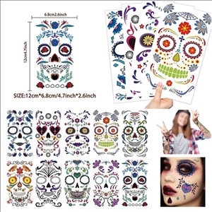 Halloween Makeup Tattoo Stickers 10CS/bag Long-Lasting Semi Permanent Water Transfer Tatuage